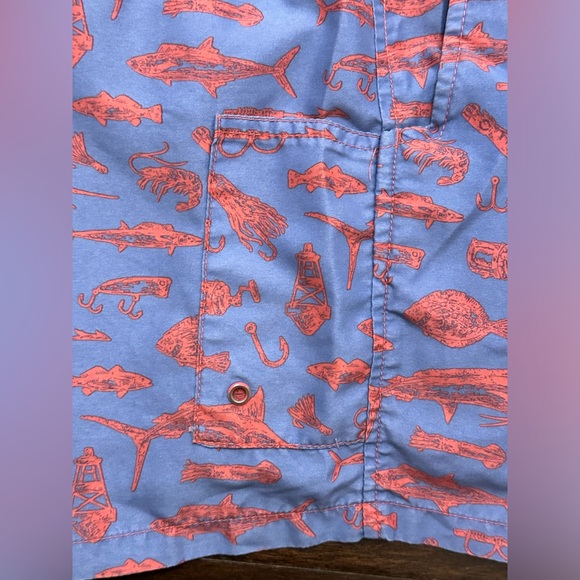 Men’s Southern Marsh Fishing Logo Blue/Red Lined Trunks Swim Shorts- Large - Picture 6 of 16